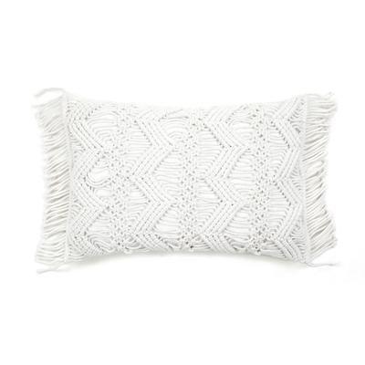 Studio Chevron Macrame Decorative Pillow Cover White Single 13X20+3 - Lush Decor 21T011798