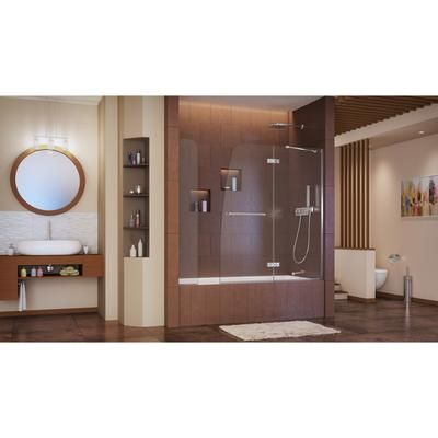 Dreamline DreamLine Aqua Ultra 48 inch W x 58 inch H Frameless Hinged Tub Door with Extender Panel in Chrome SHDR-3448580-EX-01