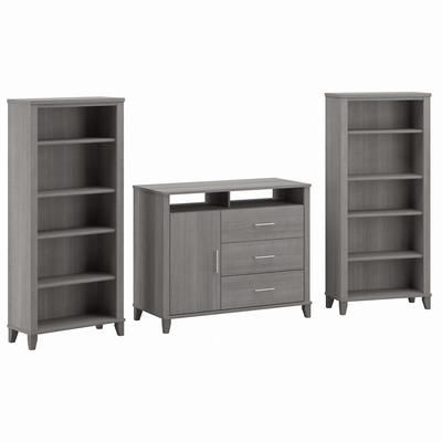 Bush Furniture Somerset Entertainment Center in Platinum Gray - Bush Furniture SET039PG