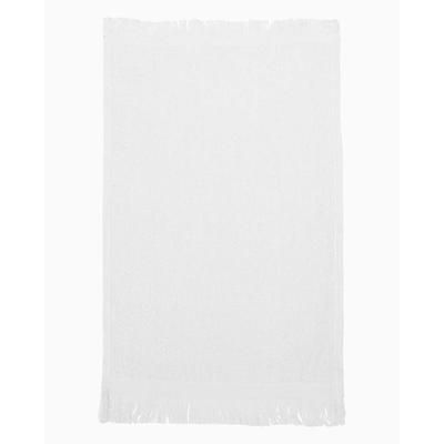 Q-Tees T100 Fringed Fingertip Towel in White | Cotton