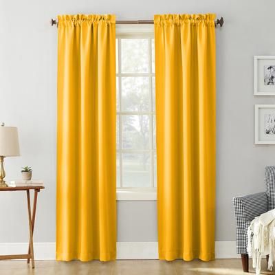 Wide Width Sun Zero Blackout Greenwich Rod-Pocket Panel by BrylaneHome in Gold (Size 40" W 95" L)