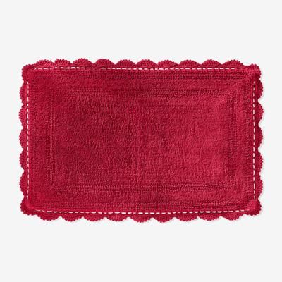 Rectangular Crochet Bath Mat by BrylaneHome in Red (Size 17X24 RECT)