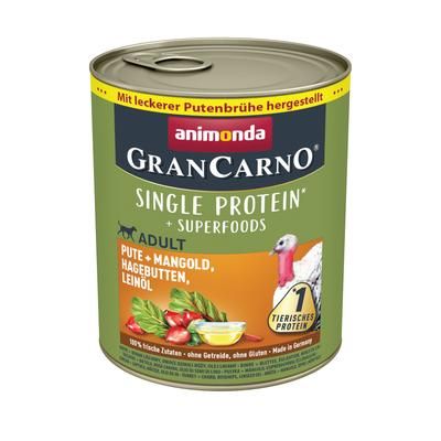 6x800g Superfoods Animonda Gran Carno Wet Dog Food | Turkey, Chard, Rose Hips & Linseed Oil