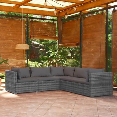 vidaXL Set Divani da Giardino con Cuscini 5 pz in Polyrattan Grigio