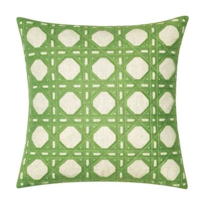 Edie@Home Rattan Decorative Pillow Dec Pillow by Edie@Home in Medium Green