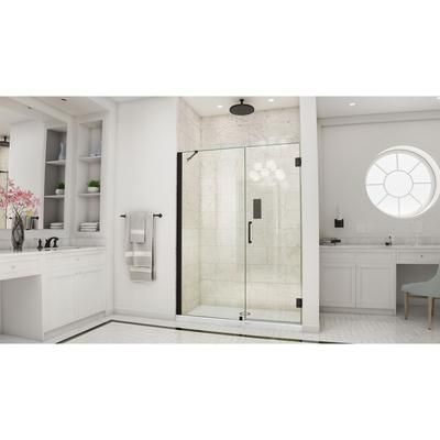 Dreamline DreamLine Unidoor 54 - 55 inch W x 72 inch H Frameless Hinged Shower Door with Support Arm in Matte Black SHDR-20547210C-09