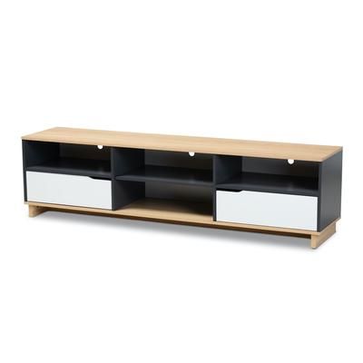 Reed Mid-Century Modern Multicolor 2-Drawer Wood Tv Stand Furniture by Baxton Studio in White Oak Grey