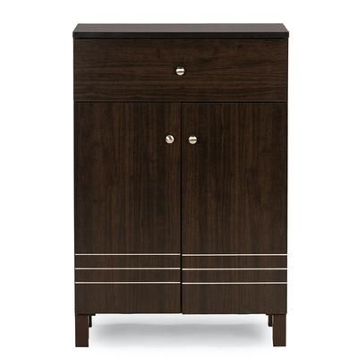 Felda Shoe Cabinet With 2 Doors And Drawer Furniture by Baxton Studio in Brown