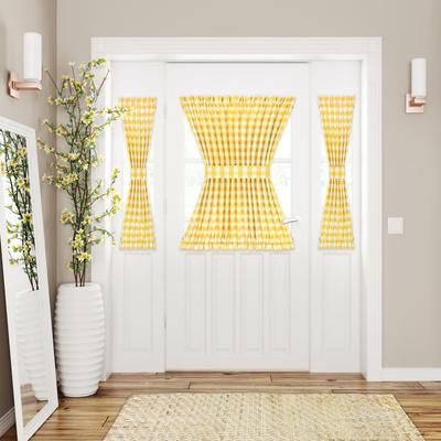 Wide Width Buffalo Check Rod Pocket Door Panel And Tieback by Achim Home Décor in Yellow (Size 54" W 72" L)