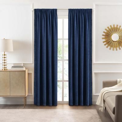 Wide Width Bordeaux Rod Pocket Window Curtain Panel by Achim Home Décor in Navy (Size 52" W 84" L)