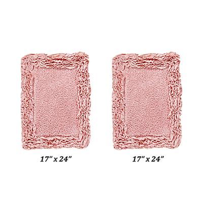 Shaggy Border Bath Rug Mat, 2 Pc Set, (17" X 24" | 17" X 24") by Better Trends in Pink