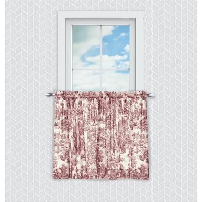 Wide Width Victoria Park Tailored Tier Curtain Pair by Victoria Park in Red (Size 68" W 36" L)