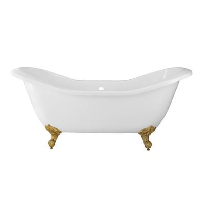 Randolph Morris Serenity 72 Inch Acrylic Double Slipper Clawfoot Tub - No Faucet Drillings - Imperial Ball & Claw Feet RMA72DS0WIBB