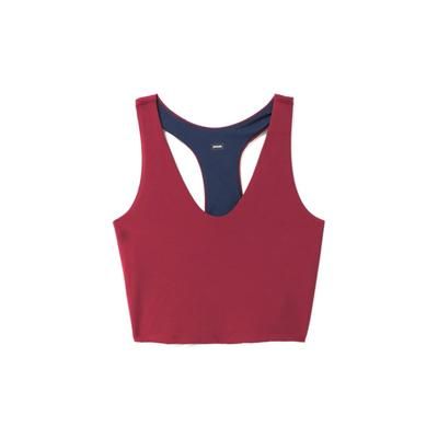 prAna Momento Crop Top - Womens Maroon/Nautical Large 1963231-601-L