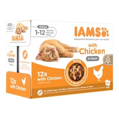 48x85g Kitten Chicken in Gravy IAMS Delights Wet Cat Food