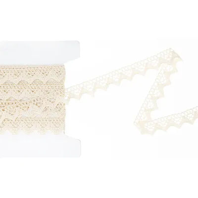 Galon de dentelle aux fuseaux "Emma", écru naturel, largeur : 2 cm, longueur : 5 m