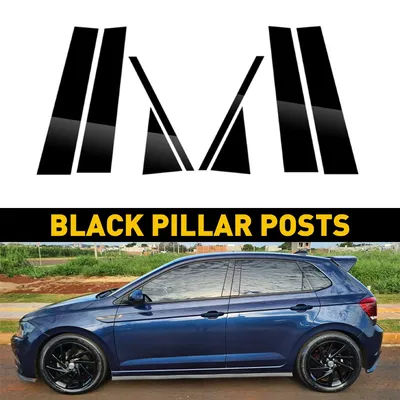 8 pièces noir porte fenêtre colonne BC pilier Post couverture garniture PC matériel autocollant pour Volkswagen VW Polo MK6 2019-2024 accessoires