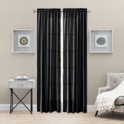 Wide Width Portland Tailored Panel by Ellis Curtains in Black (Size 48" W 84" L)