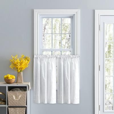 Wide Width Eva Candlewick Tailored Tier by Ellis Curtains in White (Size 64" W 24" L)