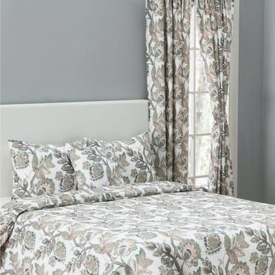 Wynette Multi Colored Jacobean Floral- Comforter Set by Ellis Curtains in Grey (Size QUEEN)