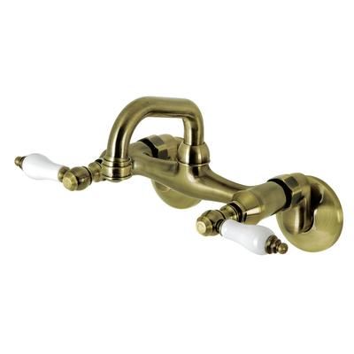 Kingston Brass KS512AB Two-Handle Wall Mount Bar Faucet, Antique Brass - Kingston Brass KS512AB