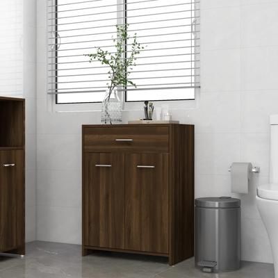 vidaXL Armadietto Bagno Rovere Marrone 60x33x80cm Legno Ingegnerizzato