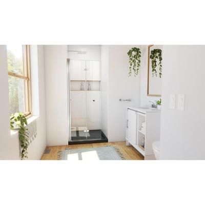 Dreamline DreamLine Aqua-Q Fold 36 inch D x 36 inch W x 74 3/4 inch H Frameless Bi-fold Shower Door in Chrome with Center Drain Black Shower Base Kit DL-6528QC-88-01