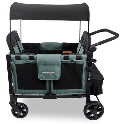 WonderFold W4 Elite Multifunctional Quad (4 Seater) Stroller Wagon - Hunter Green