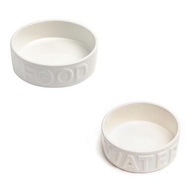 Set Of Classic Water And Food Pet Bowls Pet by Park Life Designs in White (Size MEDIUM)