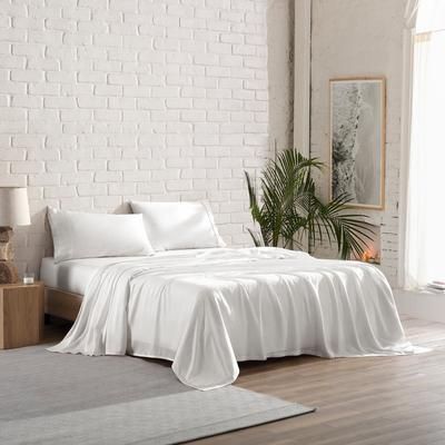 300 Thread Count TENCEL Lyocell Sateen Set by BrylaneHome in White (Size TWIN)