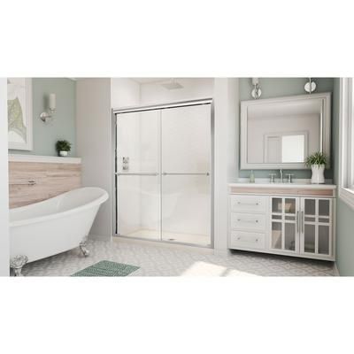 Dreamline DreamLine Duet 36 inch D x 48 inch W x 74 3/4 inch H Semi-Frameless Bypass Shower Door in Chrome with Center Drain Black Shower Base Kit DL-6955C-88-01