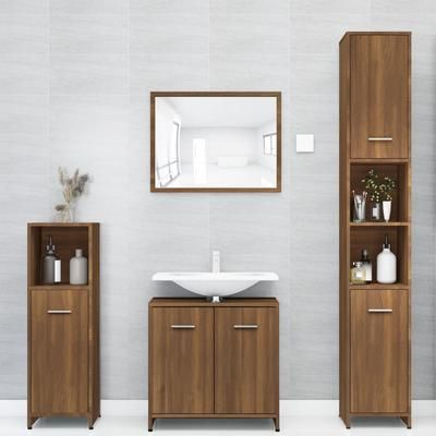 vidaXL Armadietto Bagno Rovere Marrone 30x30x183,5cm Legno Multistrato