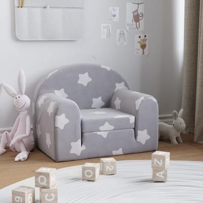 vidaXL Divano per Bambini Grigio Chiaro con Stelle in Morbido Peluche