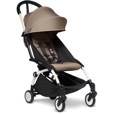 Babyzen YOYO2 Ultra Compact Complete 0+/6+ Stroller & Rolling Bag Bundle - White/Taupe