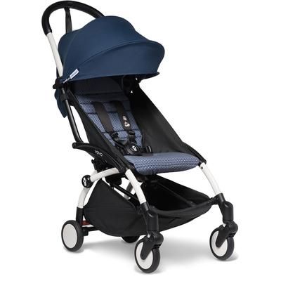 Babyzen YOYO2 Ultra Compact Complete 6+ Stroller with Bassinet Bundle - White/Air France Blue