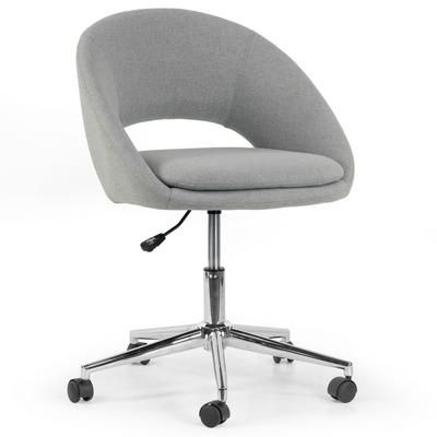 Aura Grey Fabric Upholstered Adjustable Height Swivel Office Chair with Wheel Base - Glamour Home GHTSC-1498