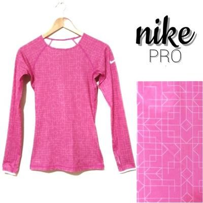 Nike Tops | Dri-Fit Long Sleeve Compression Tee Euc | Color: Pink/White | Size: Xs