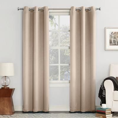 Wide Width Sun Zero Blackout Greenwich Grommet Panel by BrylaneHome in Stone (Size 40" W 95" L)