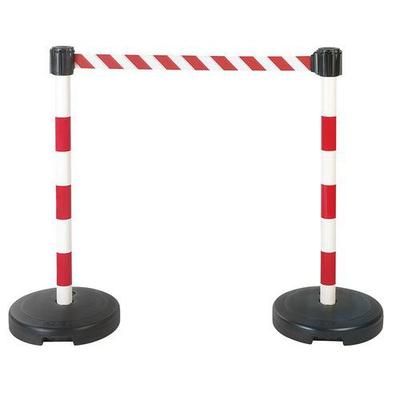 Kit 2 Poteaux Pvc R/b Socle À Lester Une Sangle Hachurée 50 Mm X 5 M - Novap