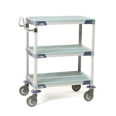 Metro MXUC2436G-25 2 Level Polymer Utility Cart w/ 900 lb Capacity, Flat Ledges, Gray