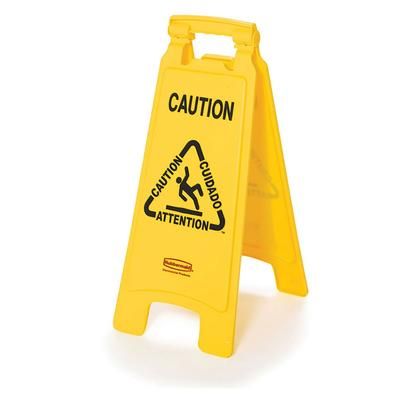 Rubbermaid FG611200YEL 2 Sided Floor Sign - "Caution" Multi-Lingual, Yellow, Multilingual
