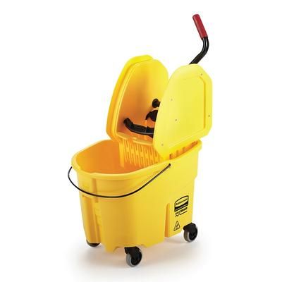 Rubbermaid FG757788YEL 35 qt WaveBrake Mop Bucket Combo - Down Press Wringer, Plastic, Yellow