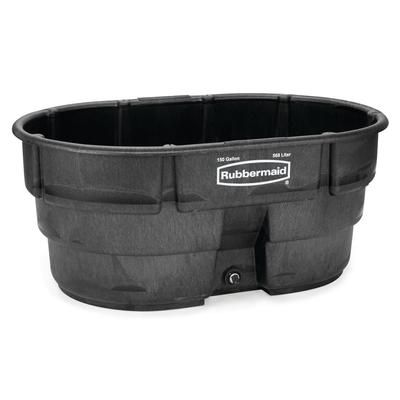 Rubbermaid FG424500 BLA 150 gal Stock Tank - Oval, Structural Foam, Black