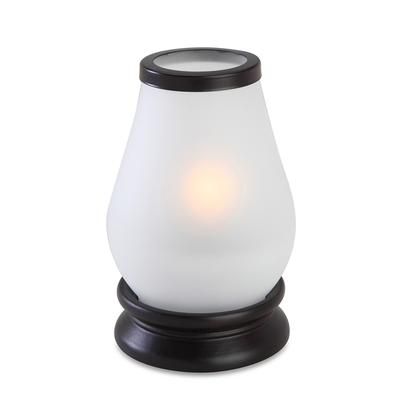 Sterno 80384 Draper Candle Lamp - 4 1/8"D x 7 1/4"H, Frost Glass/Wood, White, Case of 6