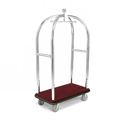 Forbes Industries 2517-PDT Birdcage Luggage Cart w/ Carpeted Deck - 43"L x 24"W x 78"H, Polished Textured Steel, Chrome