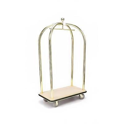 Forbes Industries 2520 Birdcage Luggage Cart w/ Carpeted Deck - 43"L x 24"W x 78"H, Polished Steel, Chrome