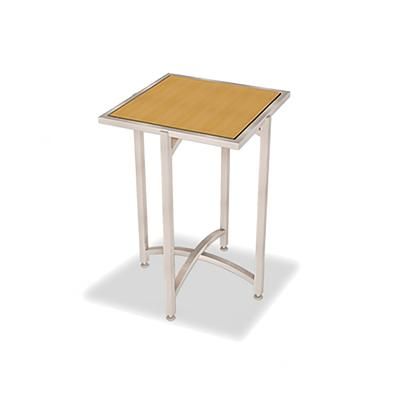 Forbes Industries 7021L-48 24" Square Collapsible Table w/ Laminate Top & Brushed Steel Frame - 48"H, Stainless Steel