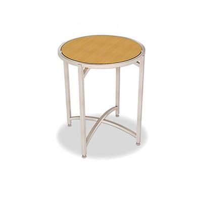Forbes Industries 7033L-48 30" Round Collapsible Table w/ Laminate Top & Brushed Steel Frame - 48"H, Stainless Steel