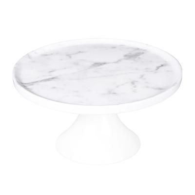 Elite Global Solutions M8RPKT-C 8" Round Sierra Plate Stand - Melamine, Faux Carrera Marble