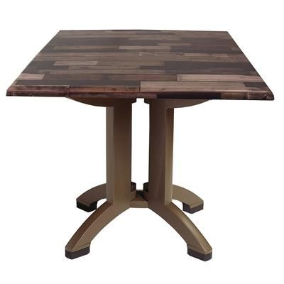 Grosfillex UT370720 32" Square Atlanta Outdoor Table w/ Umbrella Hole - Melamine, Shiplap
